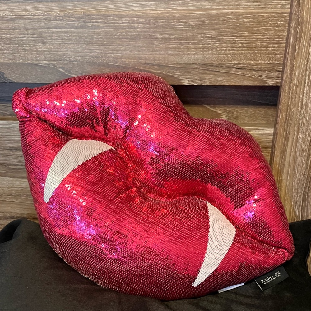 Halloween vampire lips fangs sequin pillow